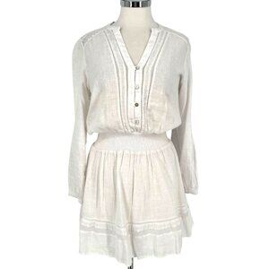 Rails Jasmine White Lace Detail Mini Dress Long Sleeve A-Line Size Small